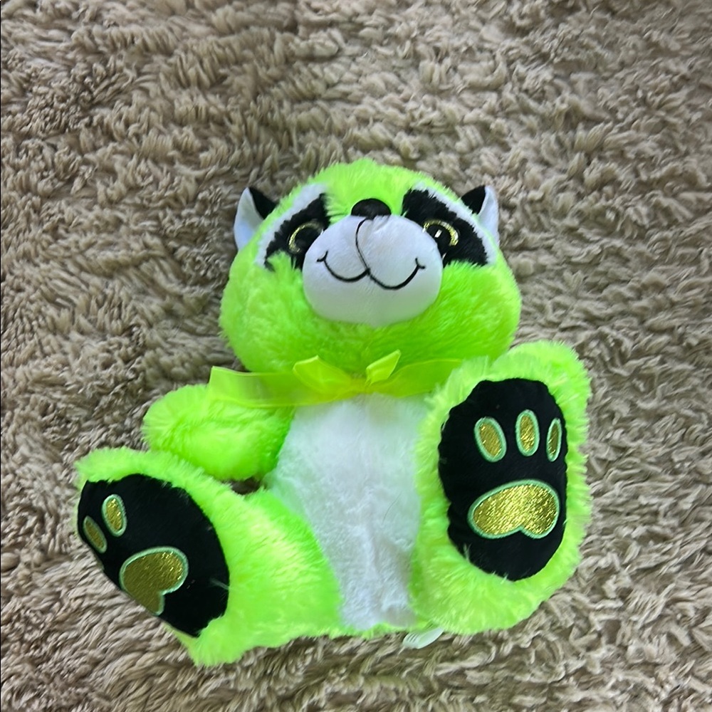 Bright Green and White Plush Toy